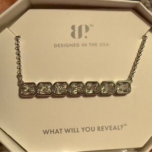 BP Silver Necklace with Clear Stones